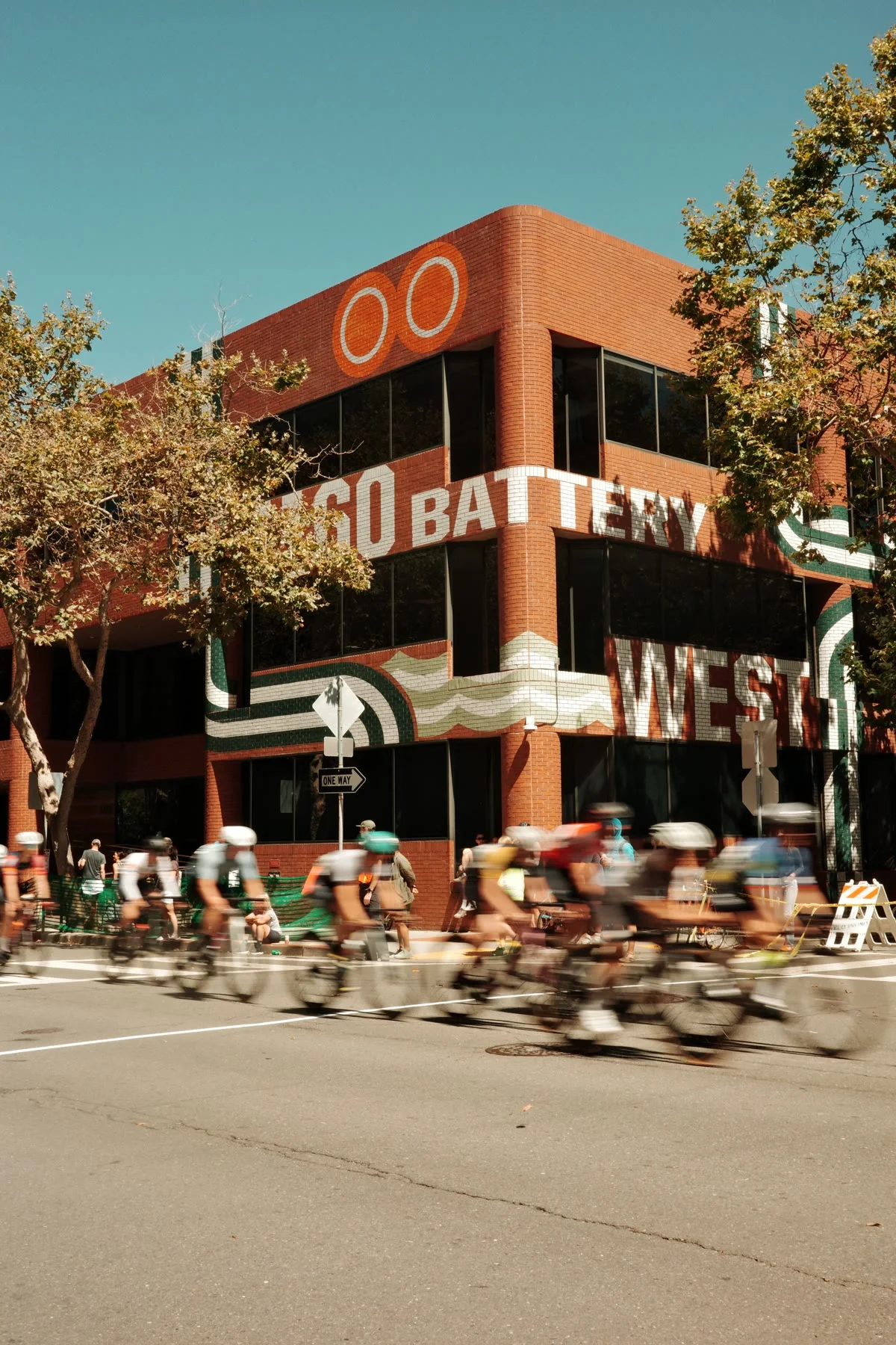 Racers speed past the Embarcadero course